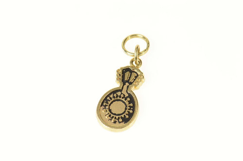 14K Enamel Sun Guitar Mandolin Music Instrument Charm/Pendant Yellow Gold