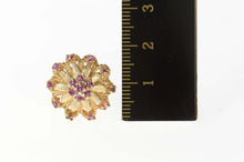 Load image into Gallery viewer, 14K 1960&#39;s Ornate Flower Ruby Cluster Cocktail Ring Size 5 Yellow Gold