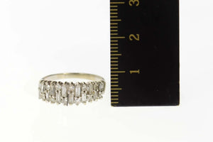 18K 0.90 Ctw Retro Cluster Diamond Wedding Band Ring Size 7.25 White Gold