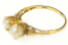 Load image into Gallery viewer, 14K Victorian Ornate Pearl Filigree Statement Ring Size 6.75 Yellow Gold