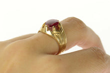 Load image into Gallery viewer, 14K 1930&#39;s Ornate Syn. Ruby Statement Ring Size 7.75 Yellow Gold