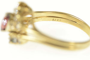 14K Ctw Ruby Diamond Bridal Set Engagement Ring Size 8.75 Yellow Gold