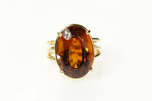 Load image into Gallery viewer, 14K Oval Citrine Cocktail Classic Statement Ring Size 5.5 Yellow Gold
