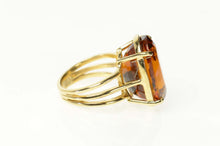 Load image into Gallery viewer, 14K Oval Citrine Cocktail Classic Statement Ring Size 5.5 Yellow Gold