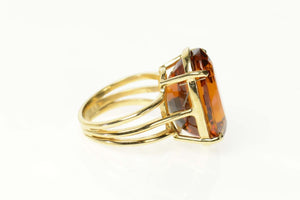 14K Oval Citrine Cocktail Classic Statement Ring Size 5.5 Yellow Gold