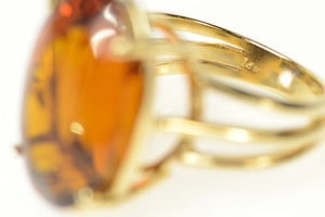 14K Oval Citrine Cocktail Classic Statement Ring Size 5.5 Yellow Gold
