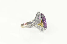 Load image into Gallery viewer, 10K Art Deco Filigree Amethyst Ornate Cocktail Ring Size 5 White Gold