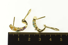 Load image into Gallery viewer, 14K Amethyst Blue Topaz Citrine Trillion Bar Earrings Yellow Gold