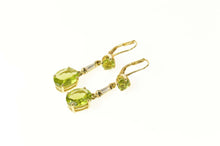 Load image into Gallery viewer, 14K Peridot Dangle CZ Baguette Accent Statement Earrings Yellow Gold