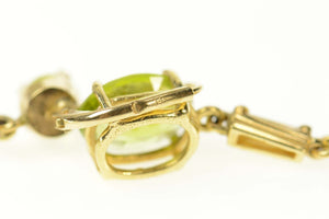 14K Peridot Dangle CZ Baguette Accent Statement Earrings Yellow Gold