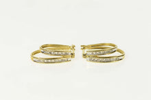 Load image into Gallery viewer, 10K 0.42 Ctw Layered Oval Diamond Hoop Earrings Yellow Gold