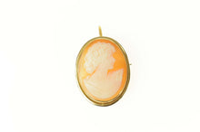 Load image into Gallery viewer, 14K Lady Carved Shell Cameo Statement Pendant/Pin Yellow Gold