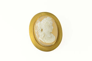 14K Victorian Carved Agate Lady Cameo Pin/Brooch Yellow Gold