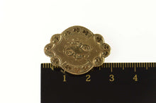 Load image into Gallery viewer, 14K Victorian Scalloped Etched Monogram Pendant/Pin Yellow Gold