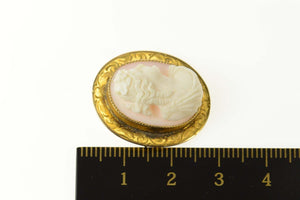 14K Ornate Carved Shell Cameo Victorian Pin/Brooch Yellow Gold