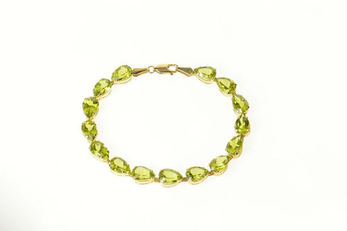 14K Peridot Pear Cut Classic Statement Tennis Bracelet 6.75