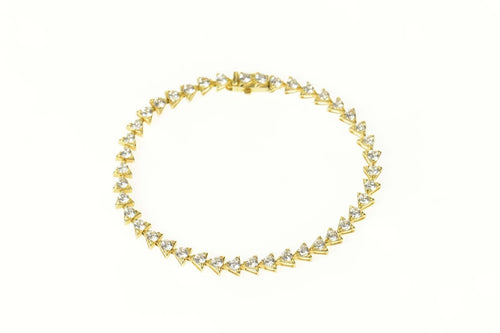14K Triangle Link Classic CZ Statement Tennis Bracelet 7.25