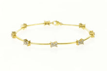 Load image into Gallery viewer, 18K Cubic Zirconia Cluster Bar Link Tennis Bracelet 7.25&quot; Yellow Gold