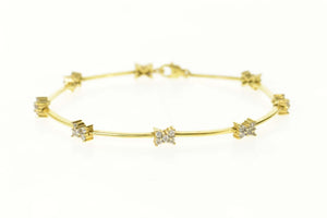 18K Cubic Zirconia Cluster Bar Link Tennis Bracelet 7.25" Yellow Gold