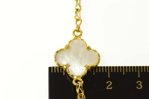 18K Mother of Pearl Flower Statement Chain Bracelet 7.25" Yellow Gold