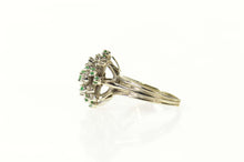 Load image into Gallery viewer, 14K 1960&#39;s Emerald Diamond Burst Cluster Ring Size 7.75 White Gold