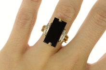 Load image into Gallery viewer, 14K Retro Black Onyx Diamond Accent Statement Ring Size 6.5 Yellow Gold