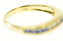 Load image into Gallery viewer, 14K Diamond Princess Sapphire Squared Band Ring Size 6.5 Yellow Gold