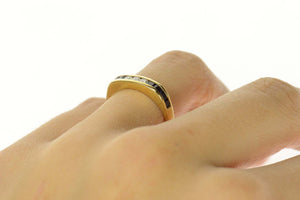 14K Diamond Princess Sapphire Squared Band Ring Size 6.5 Yellow Gold