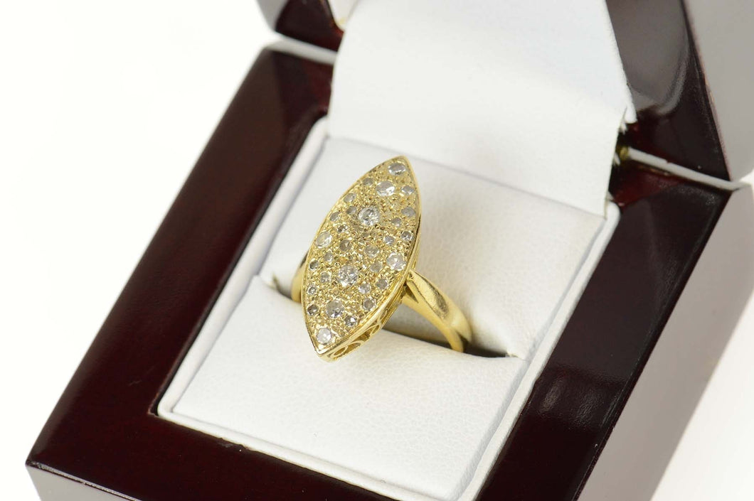 18K Marquise Diamond Navette Cluster Statement Ring Size 5.5 Yellow Gold