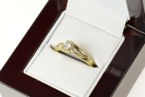 14K 0.20 Ctw Classic Diamond Bypass Engagement Ring Size 7.75 Yellow Gold