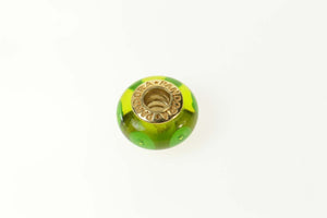 14K Pandora Murano Green Glass Designer Charm/Pendant Yellow Gold