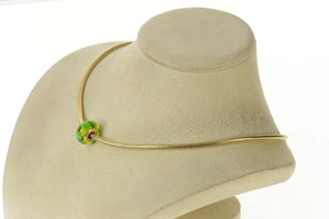 14K Pandora Murano Green Glass Designer Charm/Pendant Yellow Gold