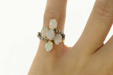 Load image into Gallery viewer, 14K Ornate Natural Opal Diamond Accent Cocktail Ring Size 5.5 Yellow Gold