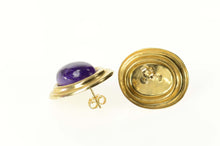 Load image into Gallery viewer, 14K Retro Amethyst Cabochon Statement Stud Earrings Yellow Gold