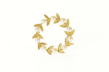 Load image into Gallery viewer, 14K Retro Classic Pearl Leaf Vine Wreath Pin/Brooch Yellow Gold