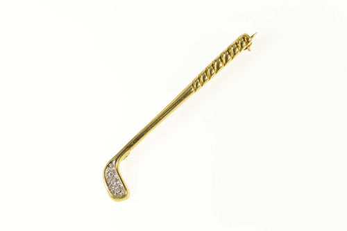 14K Diamond Golf Club Putter Golfer Pin/Brooch Yellow Gold