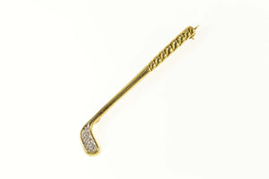 14K Diamond Golf Club Putter Golfer Pin/Brooch Yellow Gold