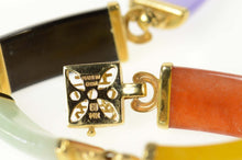 Load image into Gallery viewer, 14K Carved Multi Colored Jade Chinese Character Bracelet 8&quot; Yellow Gold