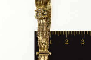 10K Victorian Enamel Slide Squared Chain Fringe Bracelet 6.75" Yellow Gold