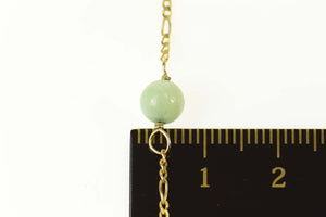 14K Pale Green Quartz & Coral Retro Chain Necklace 18.25" Yellow Gold