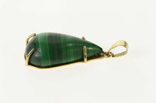 Load image into Gallery viewer, 14K Pear Malachite Natural Cabochon Statement Pendant Yellow Gold