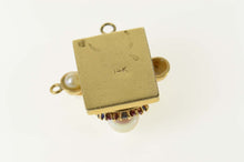 Load image into Gallery viewer, 14K Pearl Ruby Sapphire Rotary Telephone Retro Charm/Pendant Yellow Gold