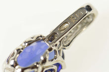 Load image into Gallery viewer, 14K Oval Syn. Sapphire Diamond Filigree Pendant White Gold