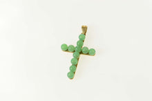 Load image into Gallery viewer, 14K Green Agate Sphere Cross Christian Faith Pendant Yellow Gold