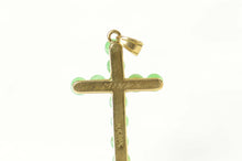 Load image into Gallery viewer, 14K Green Agate Sphere Cross Christian Faith Pendant Yellow Gold