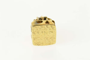 14K 3D Ornate Amethyst Squared Slide Bracelet Charm/Pendant Yellow Gold