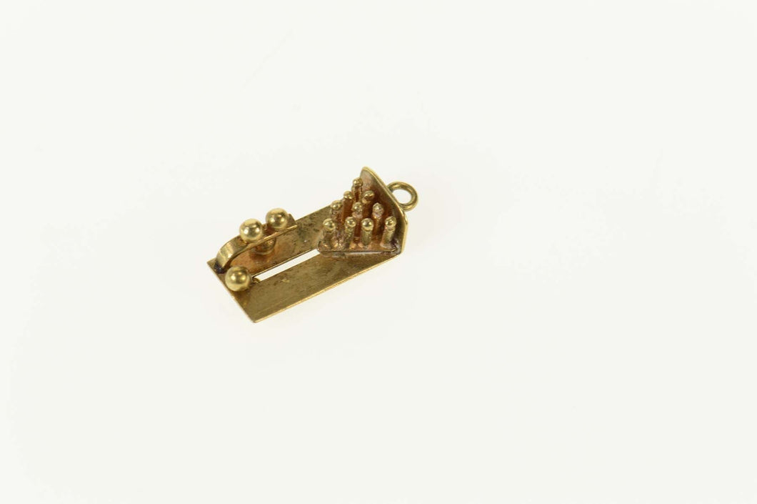 14K Articulated Bowling Alley Lane League Sport Charm/Pendant Yellow Gold