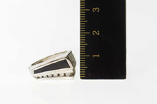 Load image into Gallery viewer, 14K Diamond Black Onyx Squared D﻿esigner Bernard Passman Statement Ring Size 6.25 White Gold