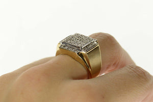 10K 0.60 Ctw Squared Diamond Men's Statement Ring Size 10 Yellow Gold