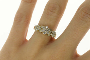 14K 0.98 Ctw Round Diamond Cluster Engagement Ring Size 7.25 Yellow Gold